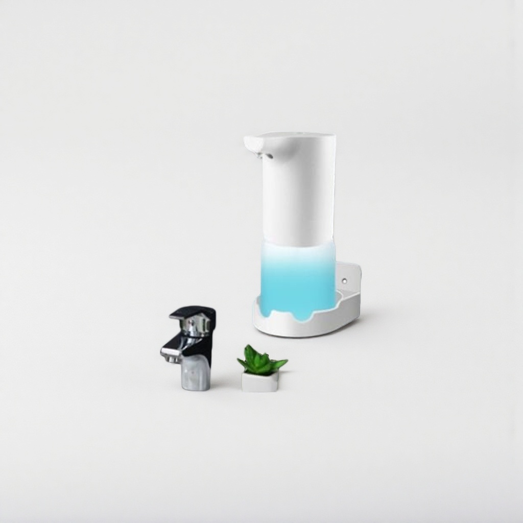 White automatic sensor soap dispenser, contactless hand sanitizer, for bathroom and kitchen use details Picture