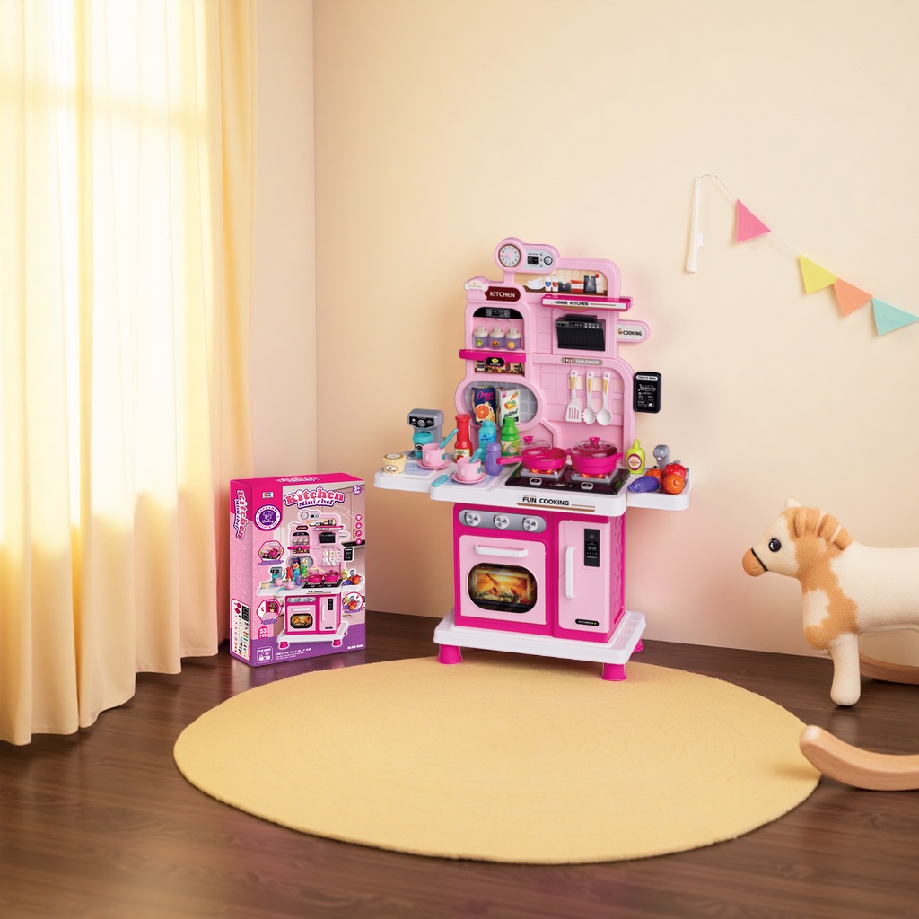 Pink children's kitchen toy set, role-playing simulation kitchenware, educational and early education toys details Picture
