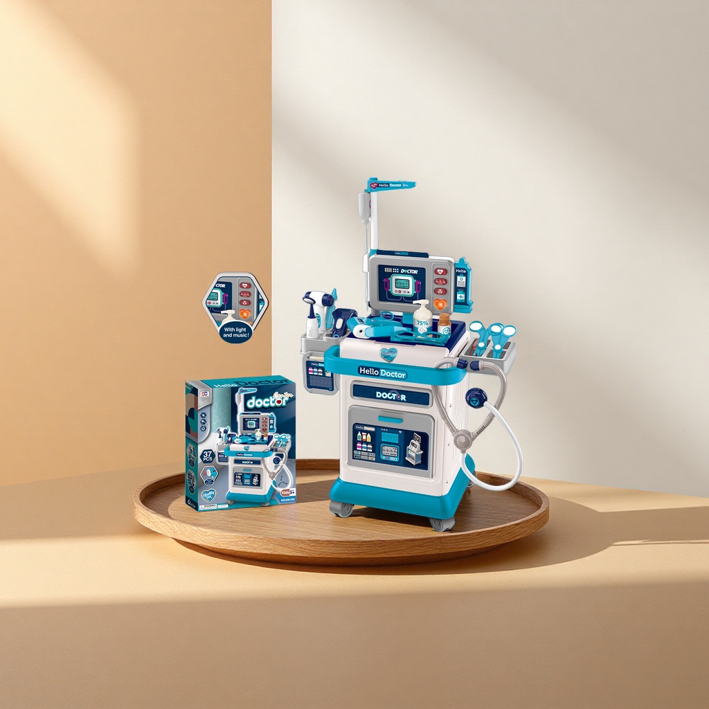Blue and white medical trolley, a children's toy simulation ambulance Specification image