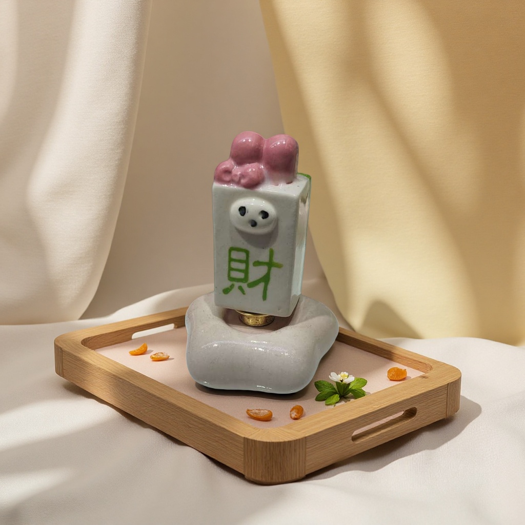 粉色财字麻将摆件 家居装饰风水招财吉祥物客厅玄关摆设