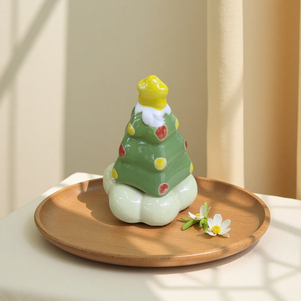 绿色圣诞树造型陶瓷摆件家居装饰节日氛围 decor