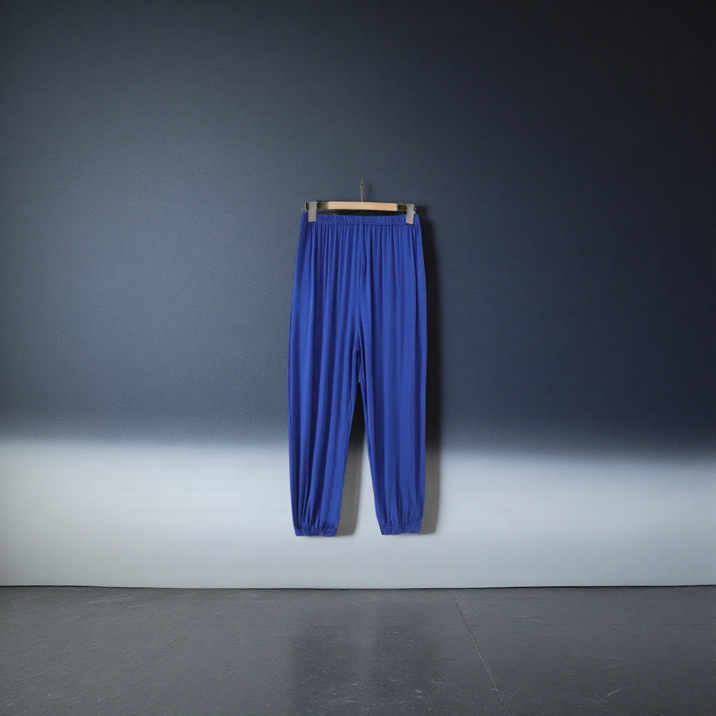 Blue high-waisted straight-leg casual pants are slimming and versatile for both men and women details Picture
