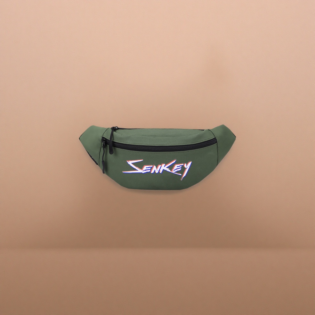 军绿色SENKEY腰包正面红白蓝三色字母印花 Specification image