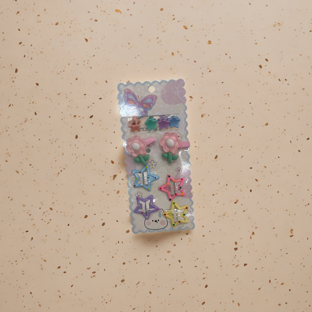Colorful star and flower hairpin set, a variety of cute headwear combinations for girls