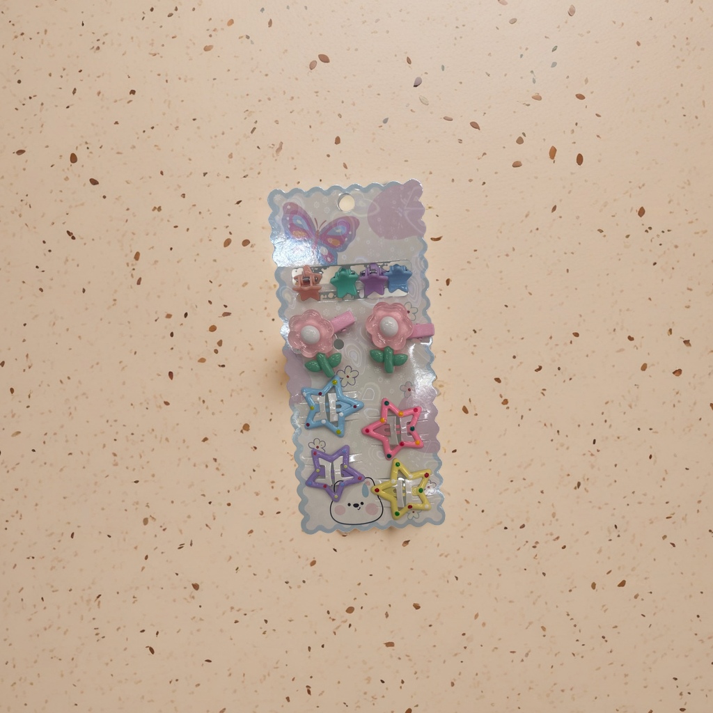Colorful star and flower hairpin set, a variety of cute headwear combinations for girls details Picture