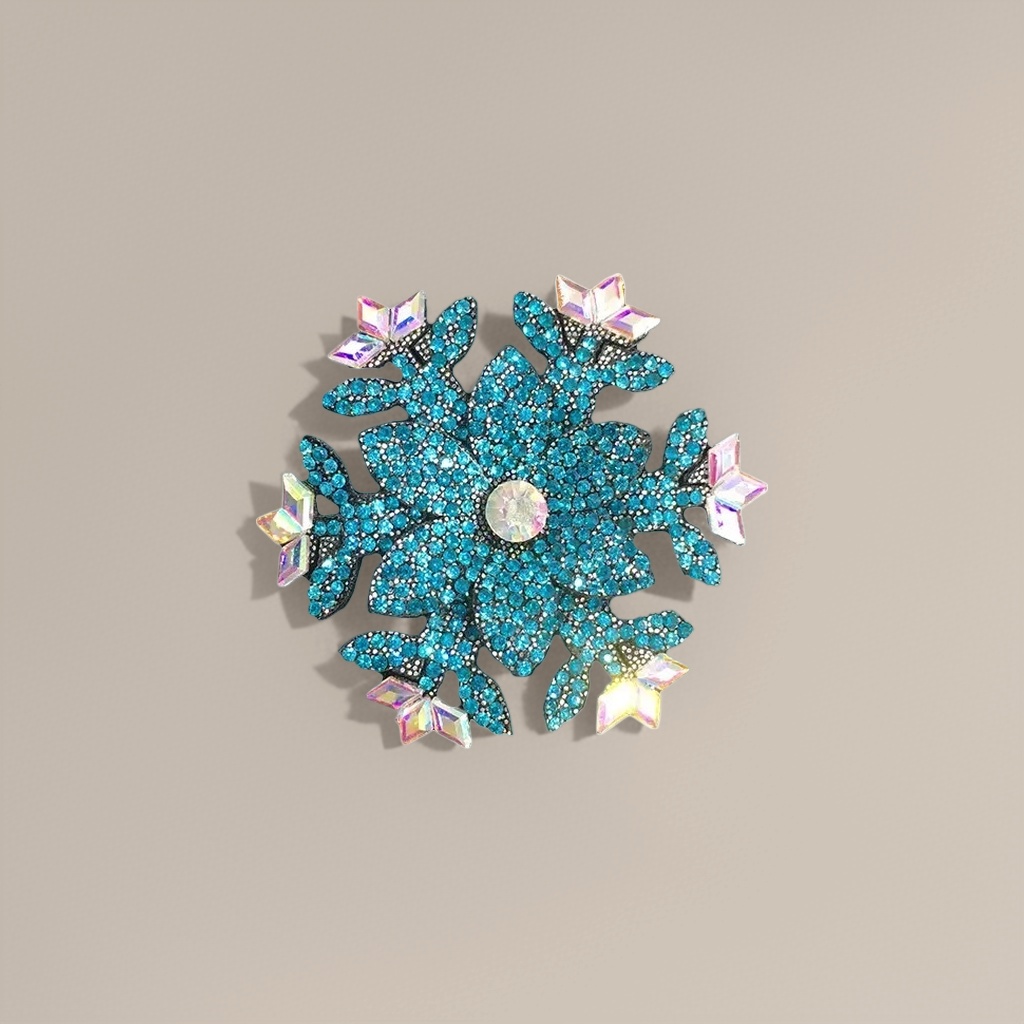 蓝色雪花造型胸针产品图