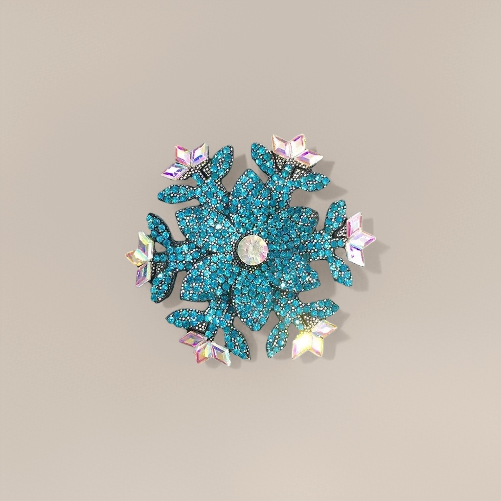 蓝色雪花造型胸针细节图
