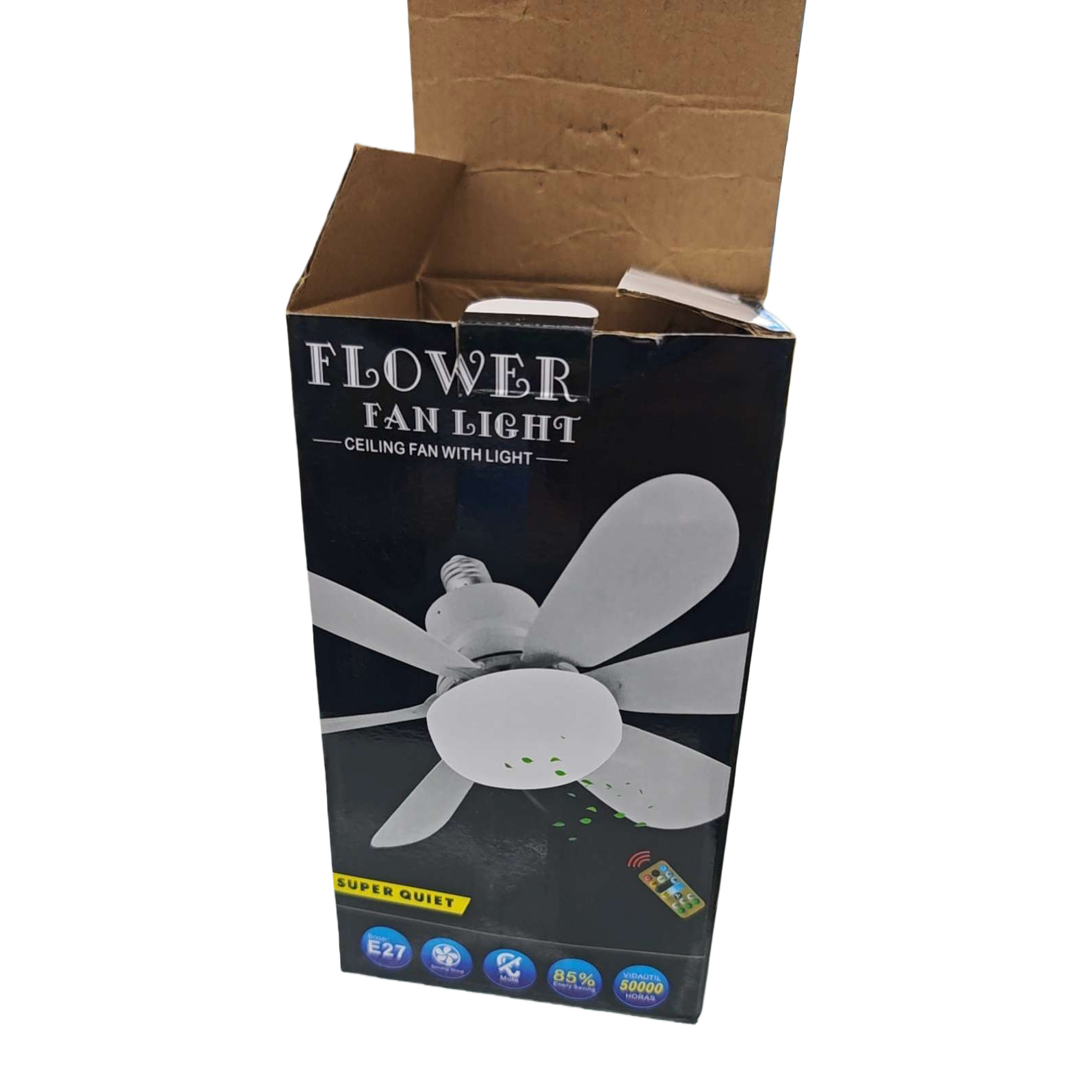 黑色包装盒花形吊扇灯现代简约客厅卧室两用 Item Picture