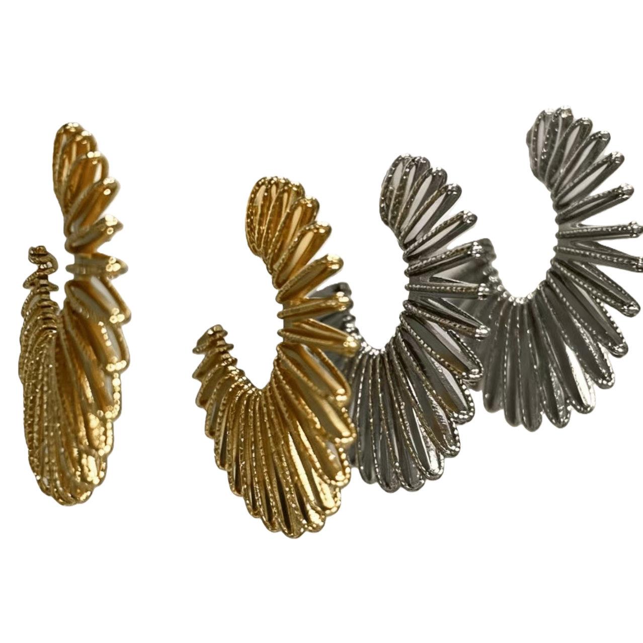金色银色扇形耳环女轻奢简约百搭耳饰 Item Picture