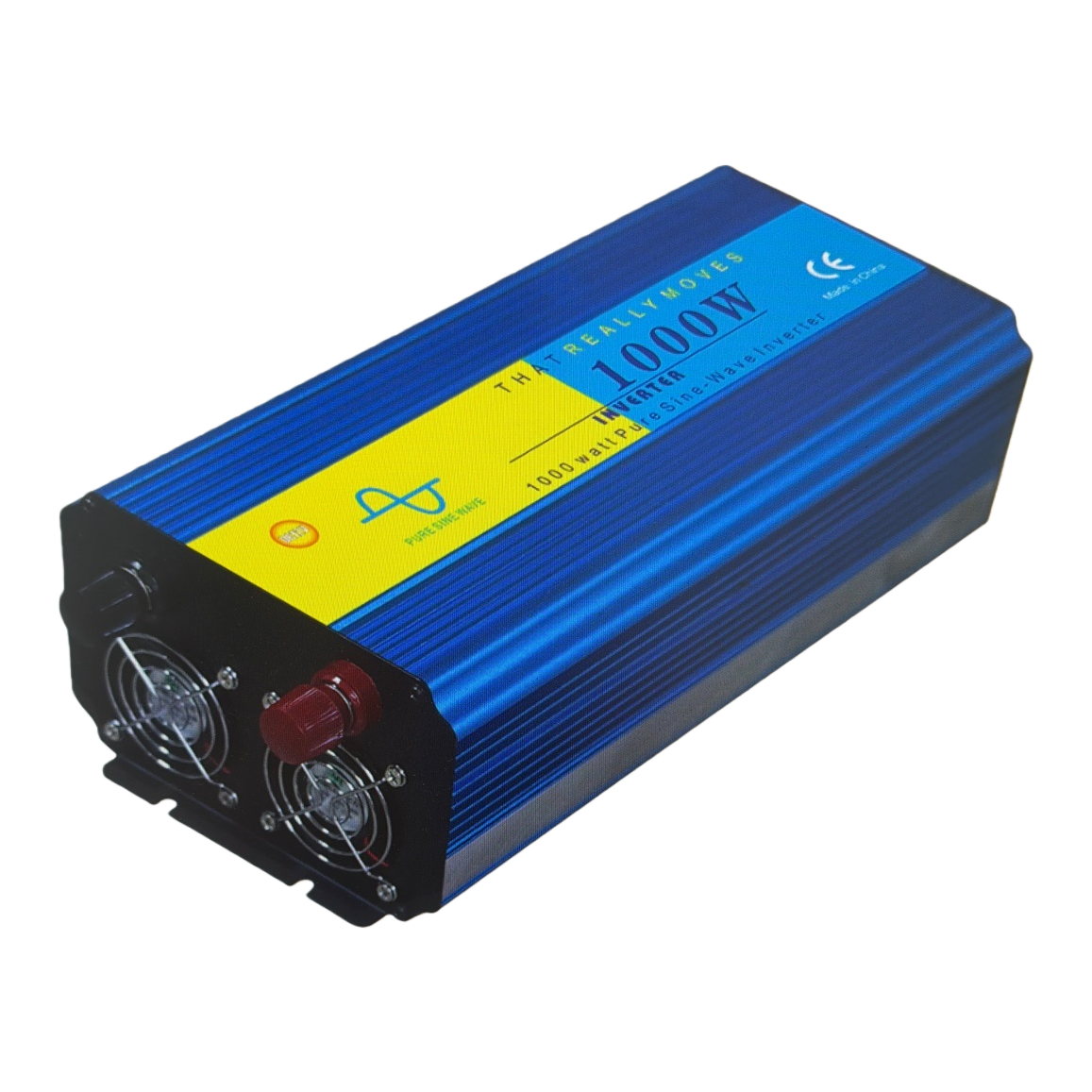 Blue heat dissipation stripes 1000W pure sine wave inverter with dual fans and red knobs Item Picture