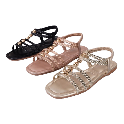 三双编织凉鞋女夏款休闲透气防滑平底 sandals