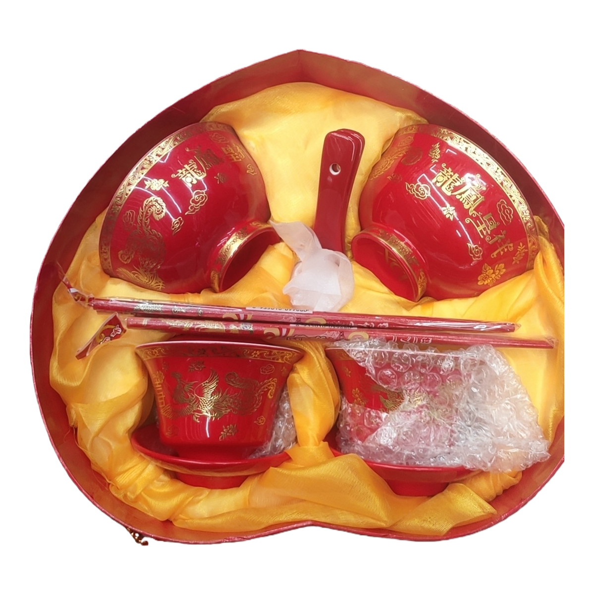 Red gift box tableware set, a simple home-style stainless steel bowl, chopsticks and spoons combination Item Picture