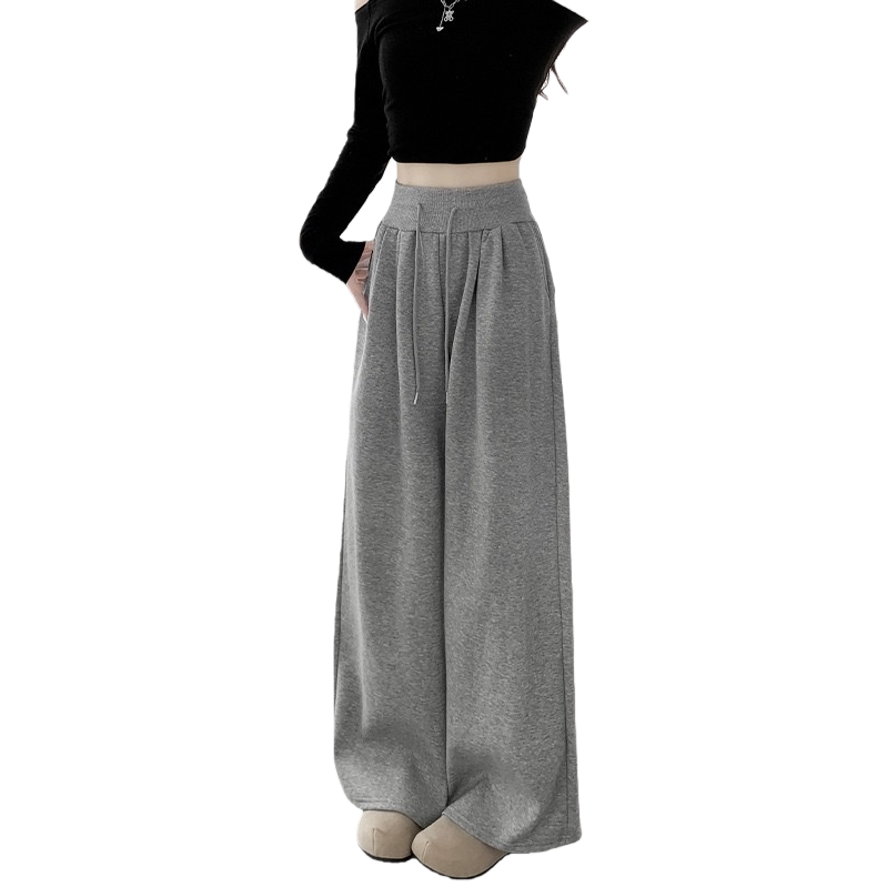 Grey wide-leg pants for women, high-waisted and slimming casual pants Item Picture