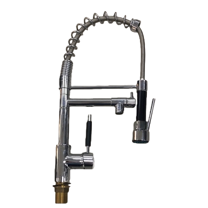 Silver metal faucet, kitchen pull-out dual-purpose cold and hot stainless steel sink faucet Item Picture