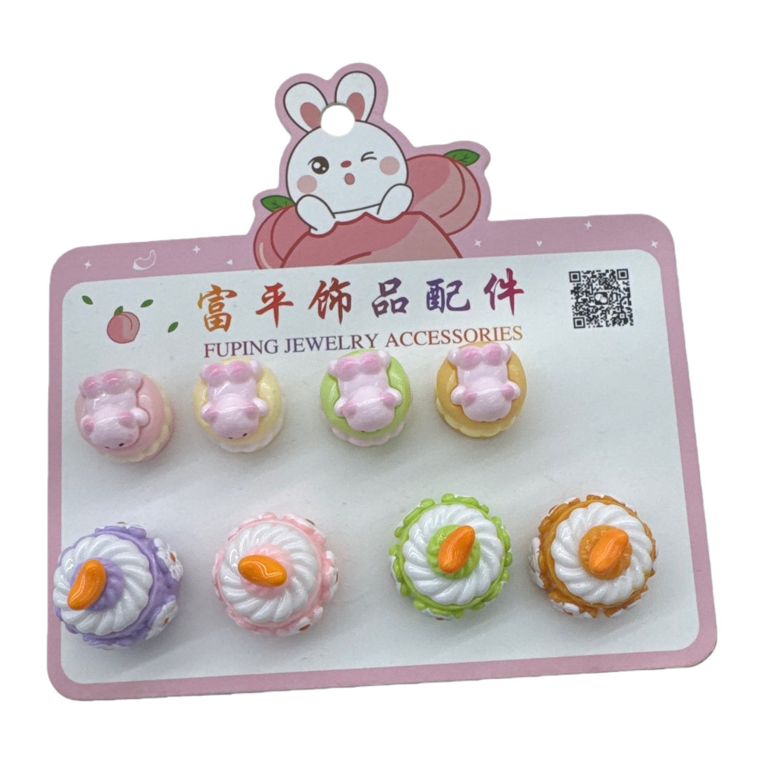 粉色甜点造型饰品配件八款套装 兔子图案装饰卡片 Item Picture