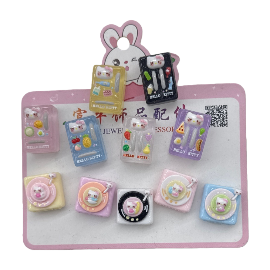 A cute and girlish accessory set of colorful Hello Kitty-themed trinkets Item Picture