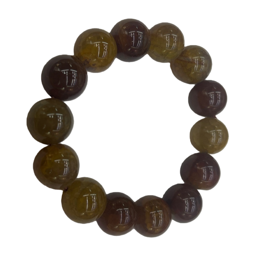 Brown and yellow interlaced bead bracelet, natural stone hand-woven, suitable for both men and women Item Picture