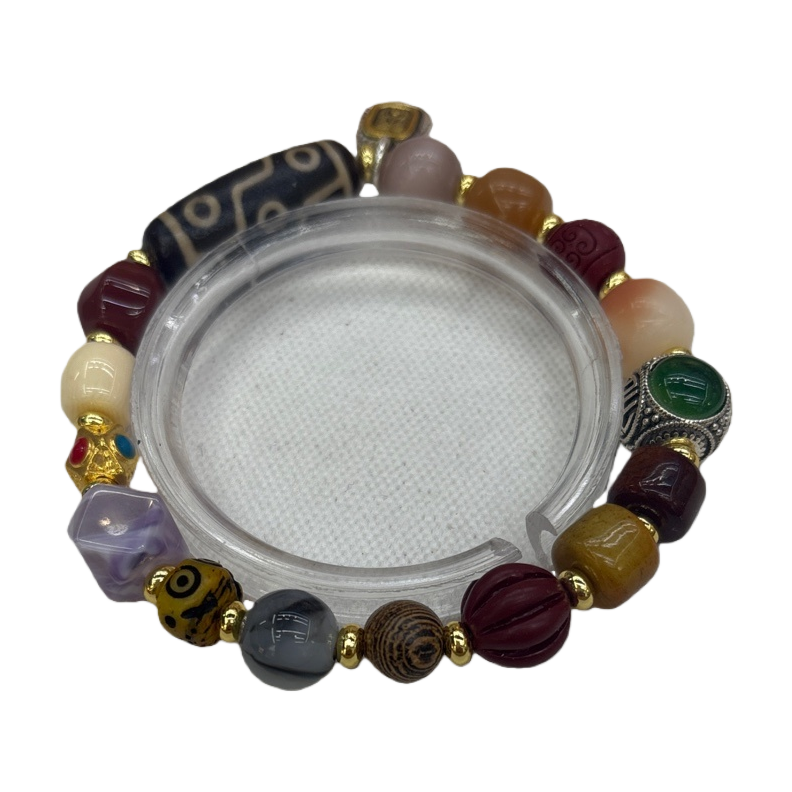 الخرز الملونة، الكرز الزجاجية الملونة، مصنوعة من حرفة معصم من النساء Item Picture