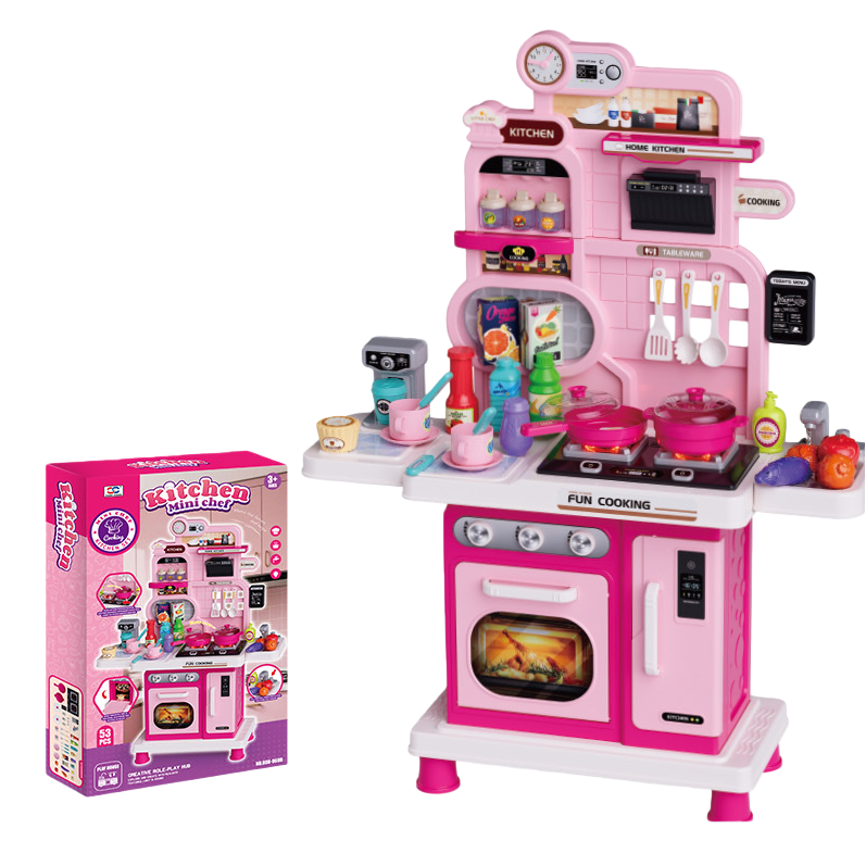 Pink children's kitchen toy set, role-playing simulation kitchenware, educational and early education toys Item Picture