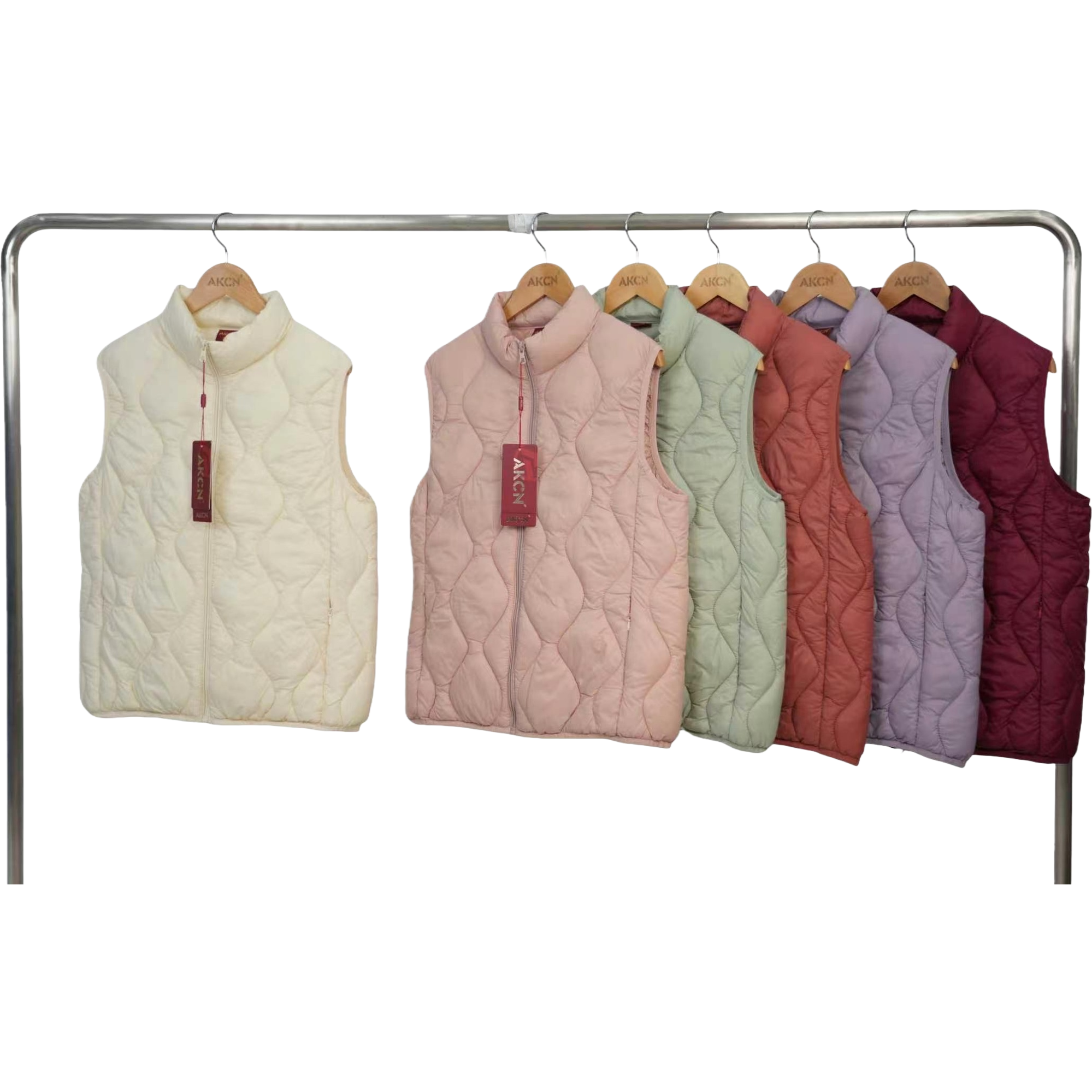 The multi-color diamond-patterned down cotton vest is light, thin and warm for women Item Picture