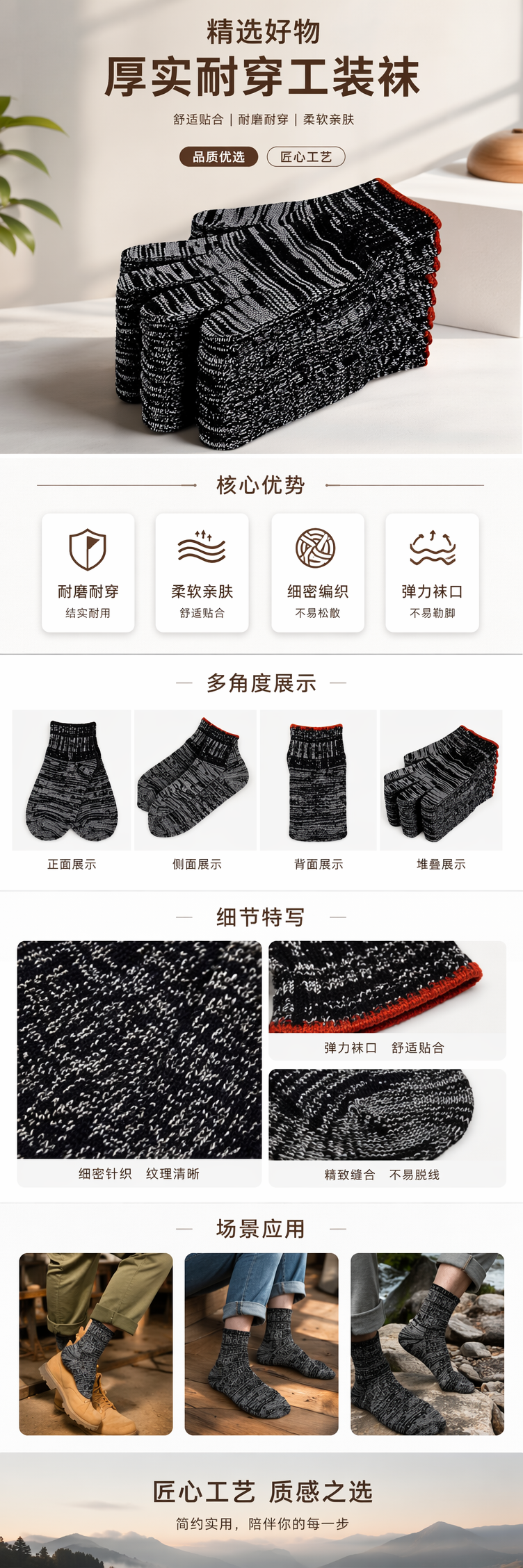 黑白条纹针织袜堆 韩版百搭中筒袜 春秋休闲棉袜详情1