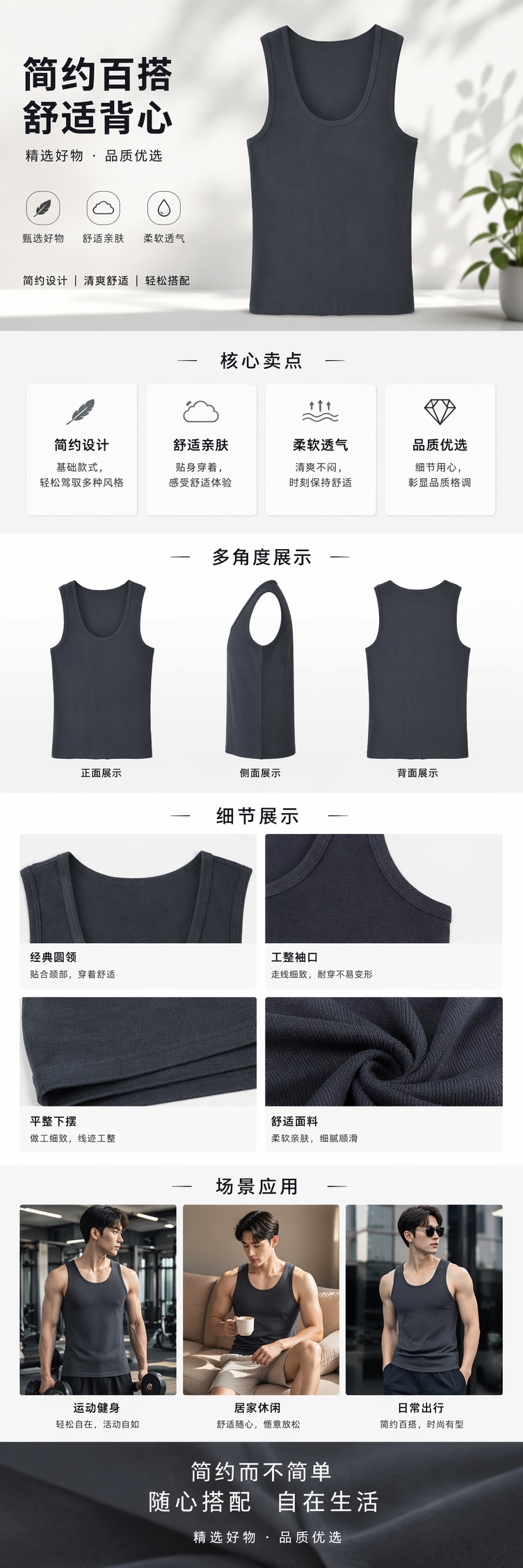 吊带U领背心女夏外穿内搭防走光遮副乳优可丝螺纹棉打底白色上衣100947650 pic 1