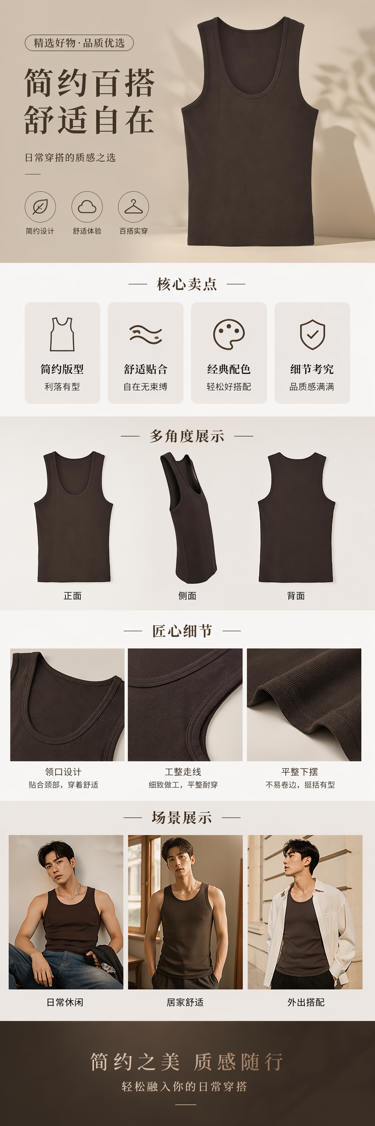吊带U领背心女夏外穿内搭防走光遮副乳优可丝螺纹棉打底白色上衣101038619 pic 1