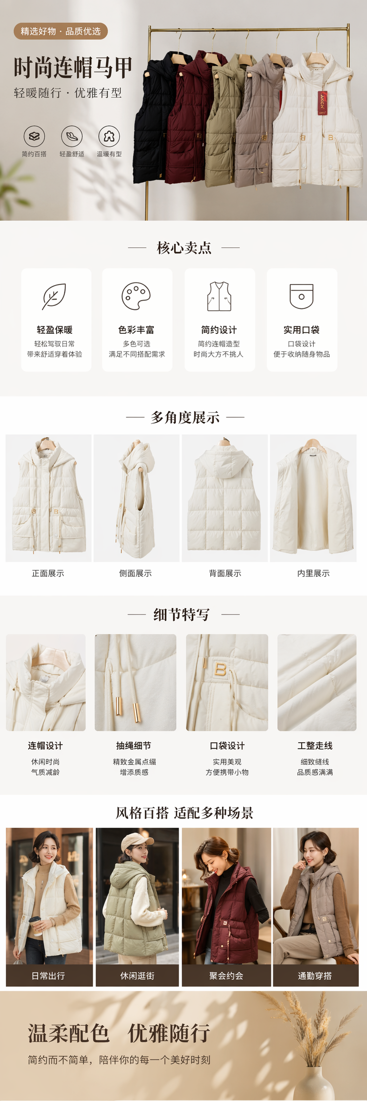 女式棉服连帽背心保暖休闲详情1