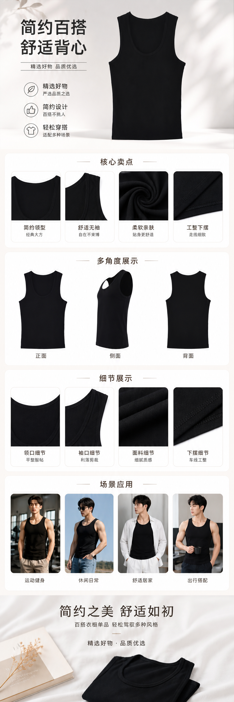 吊带U领背心女夏外穿内搭防走光遮副乳优可丝螺纹棉打底白色上衣101122428 pic 1