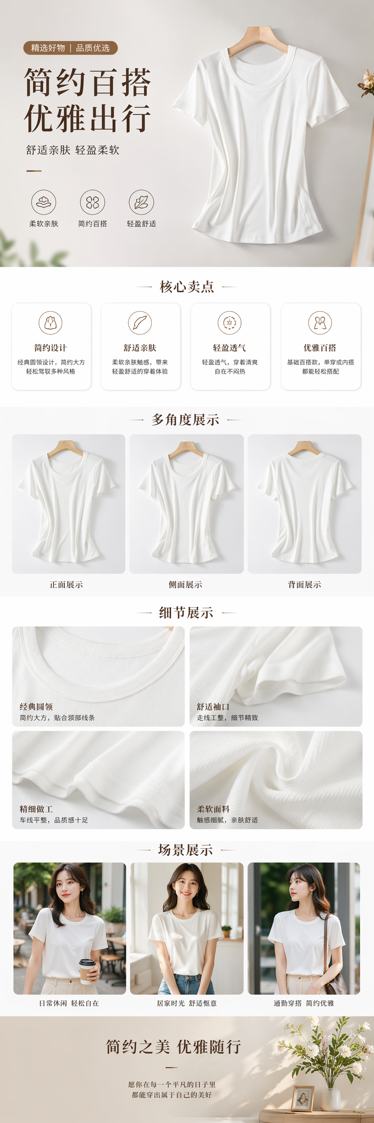 女式深灰色罗纹短袖T恤宽松韩版跨境爆款女装白色 pic 1