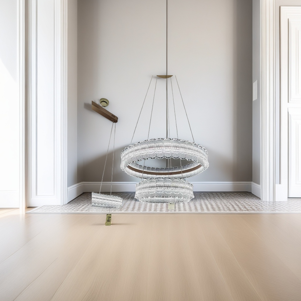 Transparent crystal circular pendant lamp, modern and simple ceiling lamp for living room, dining room and bedroom Specification image