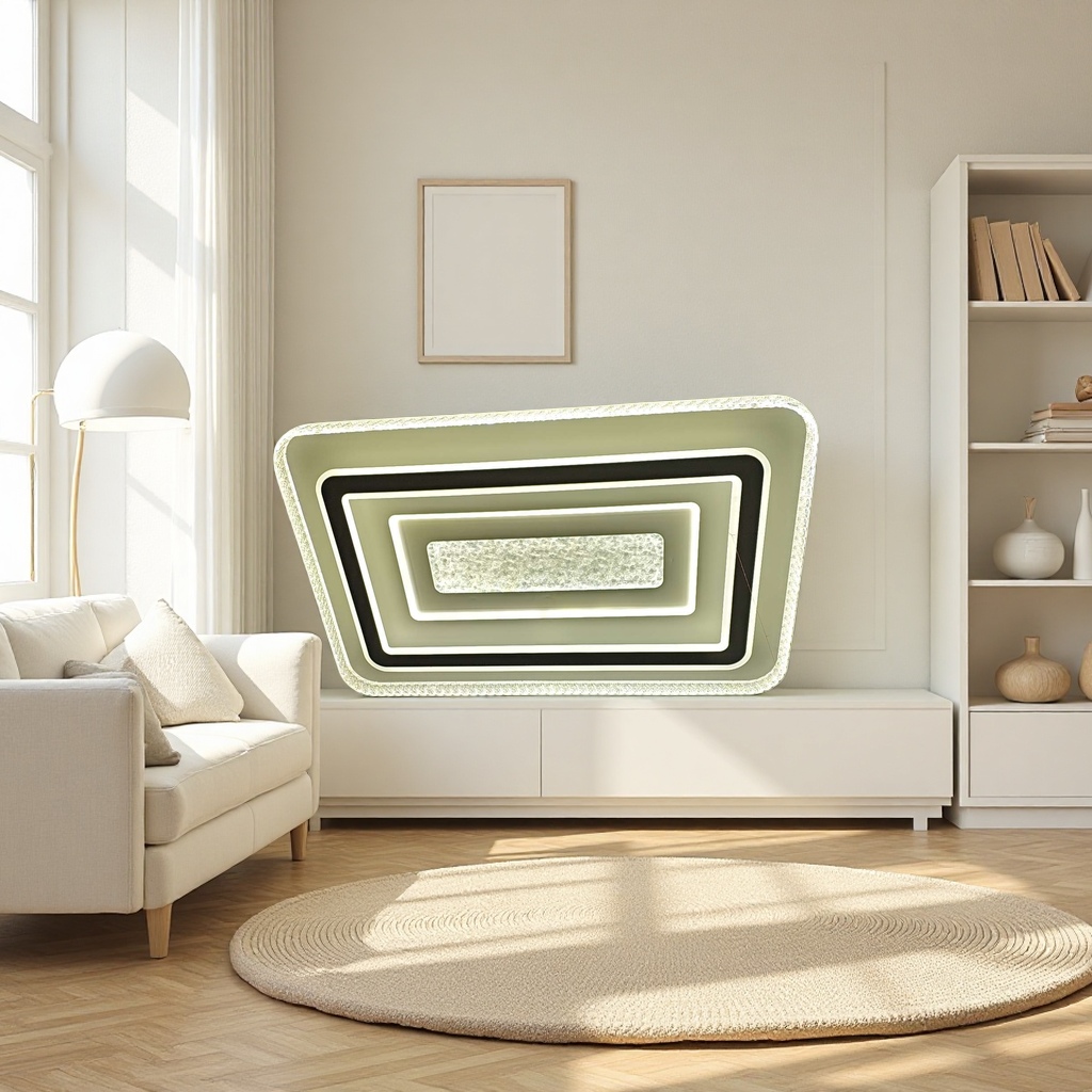 White rectangular LED ceiling lamp, simple and modern, for living room and bedroom lighting, 30W Application Scenario