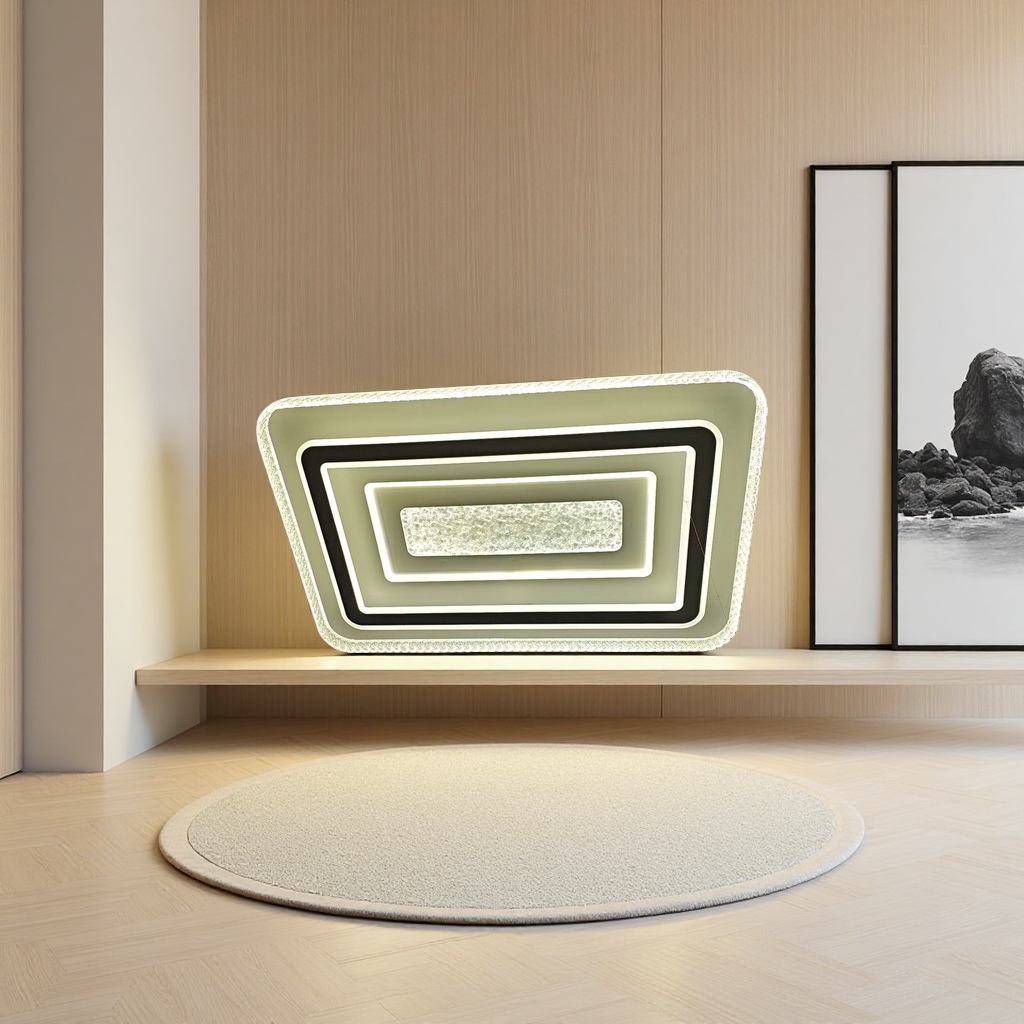 White rectangular LED ceiling lamp, simple and modern, for living room and bedroom lighting, 30W details Picture