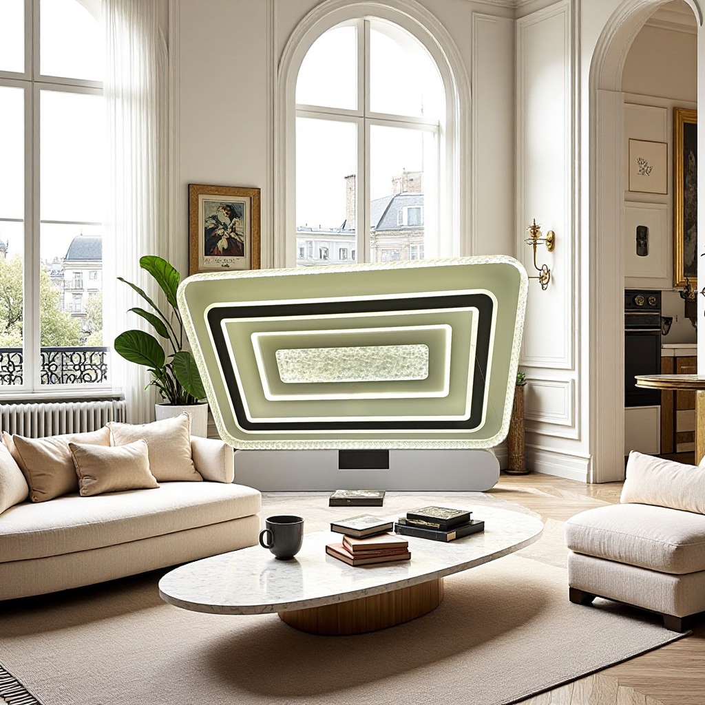 White rectangular LED ceiling lamp, simple and modern, for living room and bedroom lighting, 30W Specification image