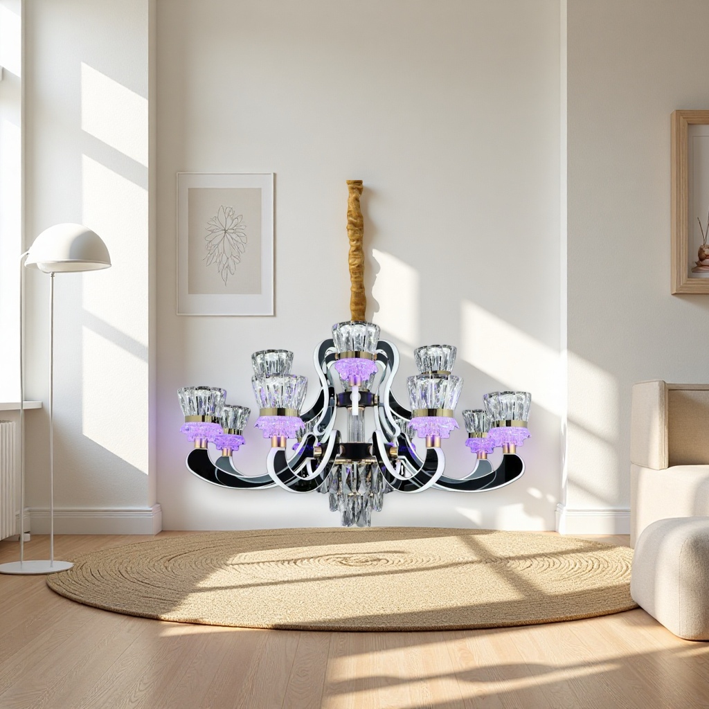 Modern and simple crystal chandelier, Nordic-style LED ceiling lamp for living room and bedroom Application Scenario
