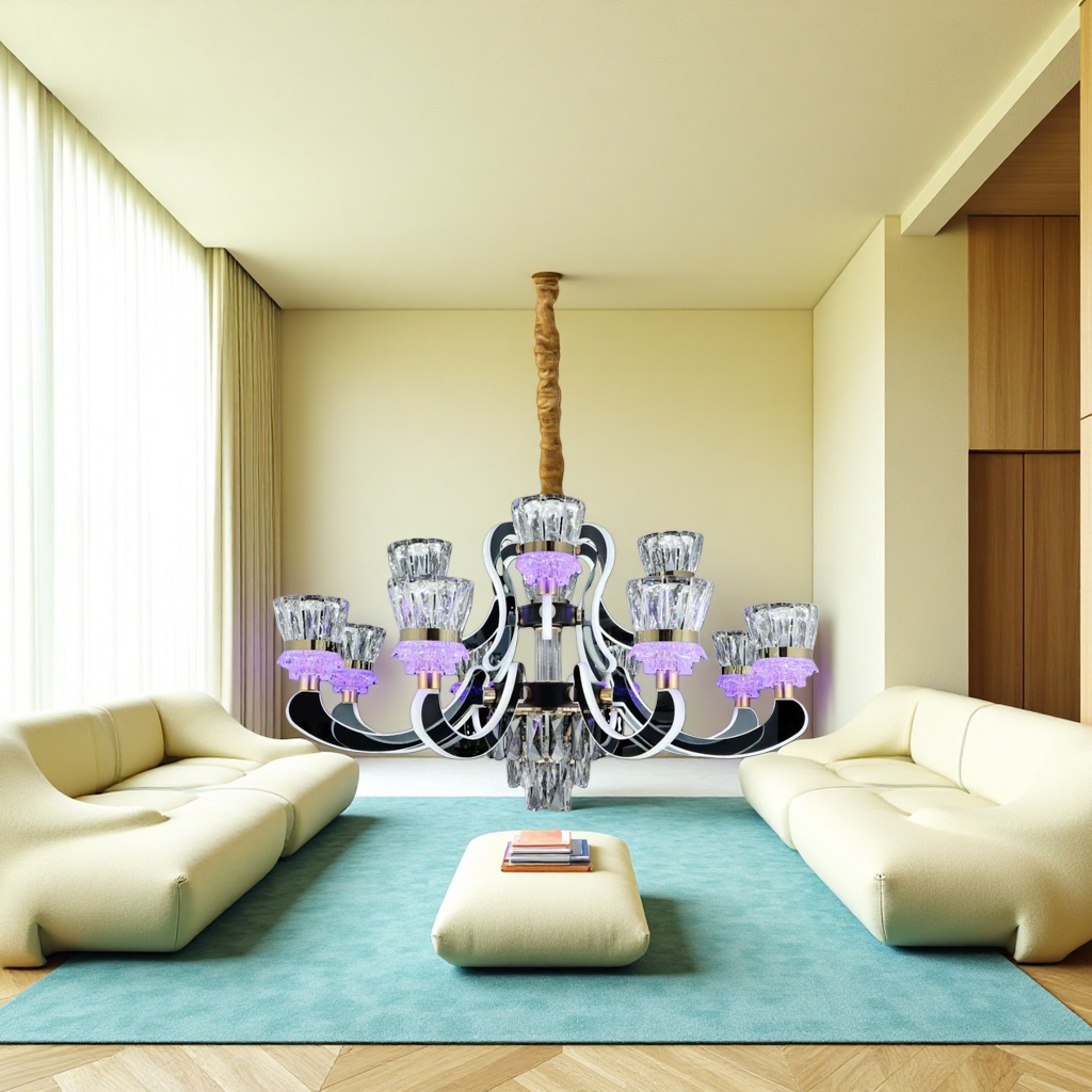 Modern and simple crystal chandelier, Nordic-style LED ceiling lamp for living room and bedroom Specification image