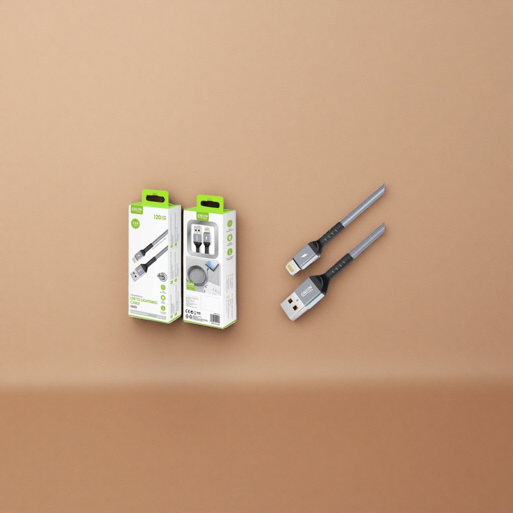 GREEN LYCA灰色编织USB to Lightning数据线 1米 USB-A转Lightning闪电图案 Application Scenario