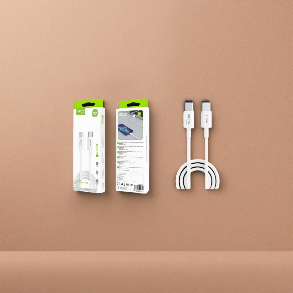 الخط الأبيض USB TType-C متر واحد للنسجة المعمرة