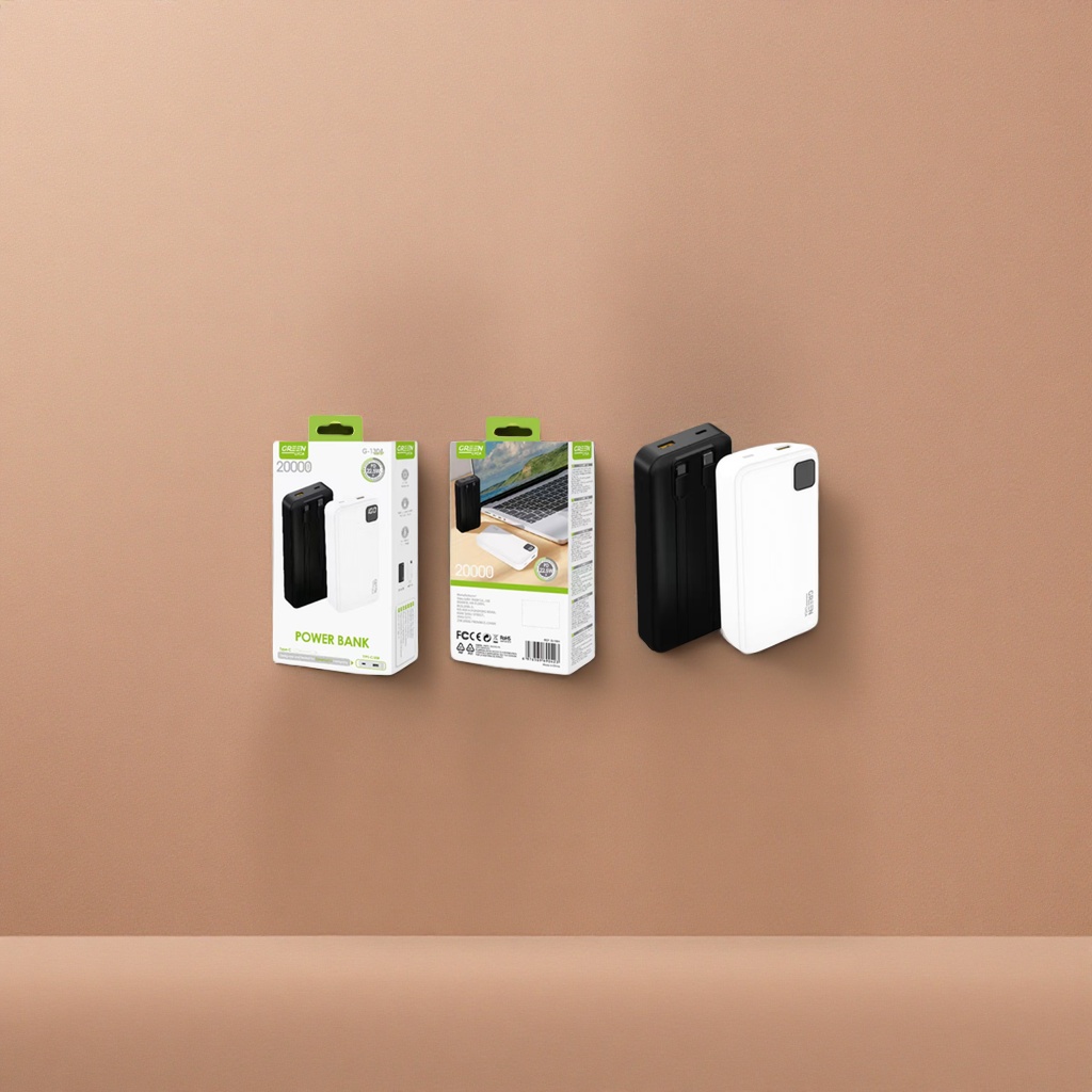 黑色白色双色充电宝 20000mAh 快充移动电源便携式数码配件