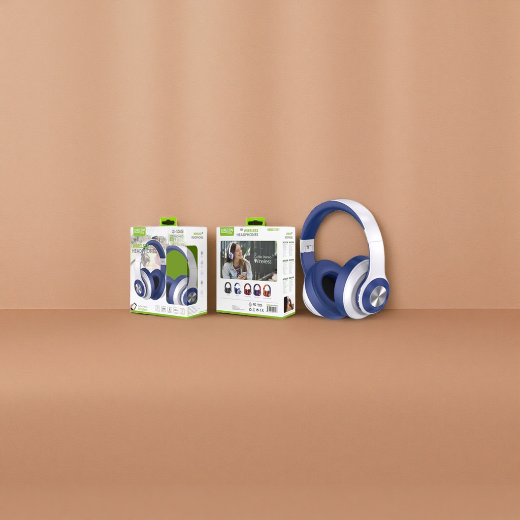 The blue and white wireless Bluetooth headphones are light, comfortable, noise-cancelling and have a long battery life Application Scenario
