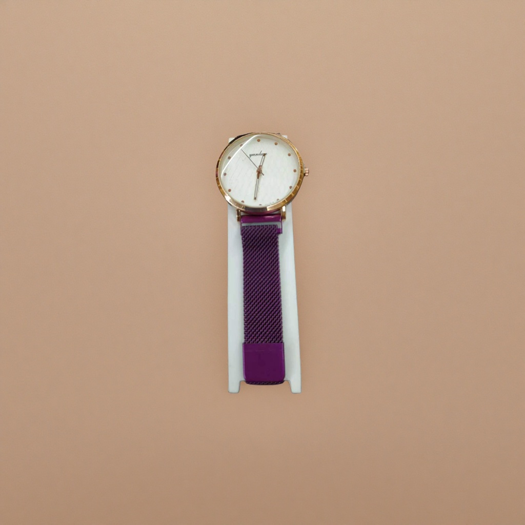 A fashionable and simple quartz women's watch with a purple strap and a leather strap Specification image