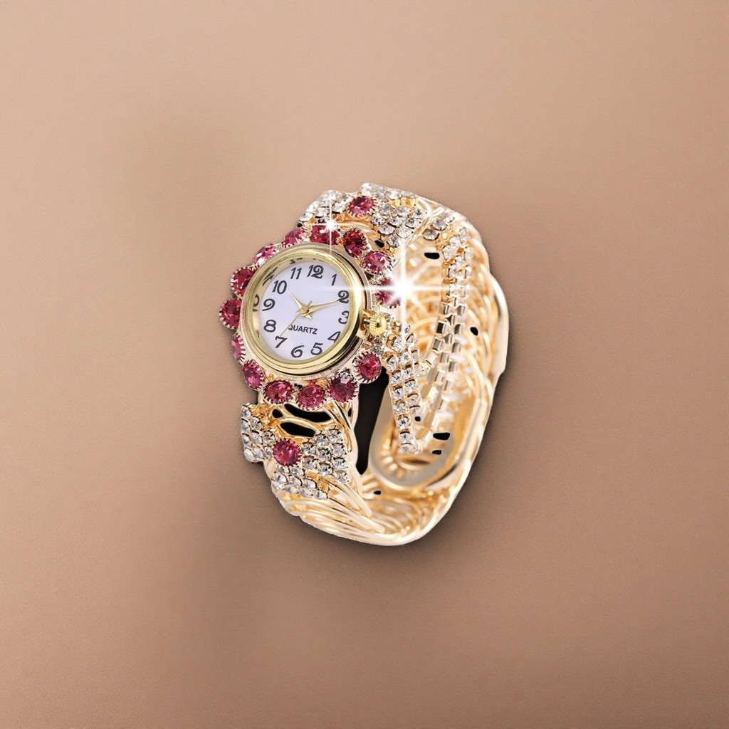 The golden diamond-encrusted ladies' watch is exquisite, fashionable, and features a light luxury style that is versatile and stylish details Picture