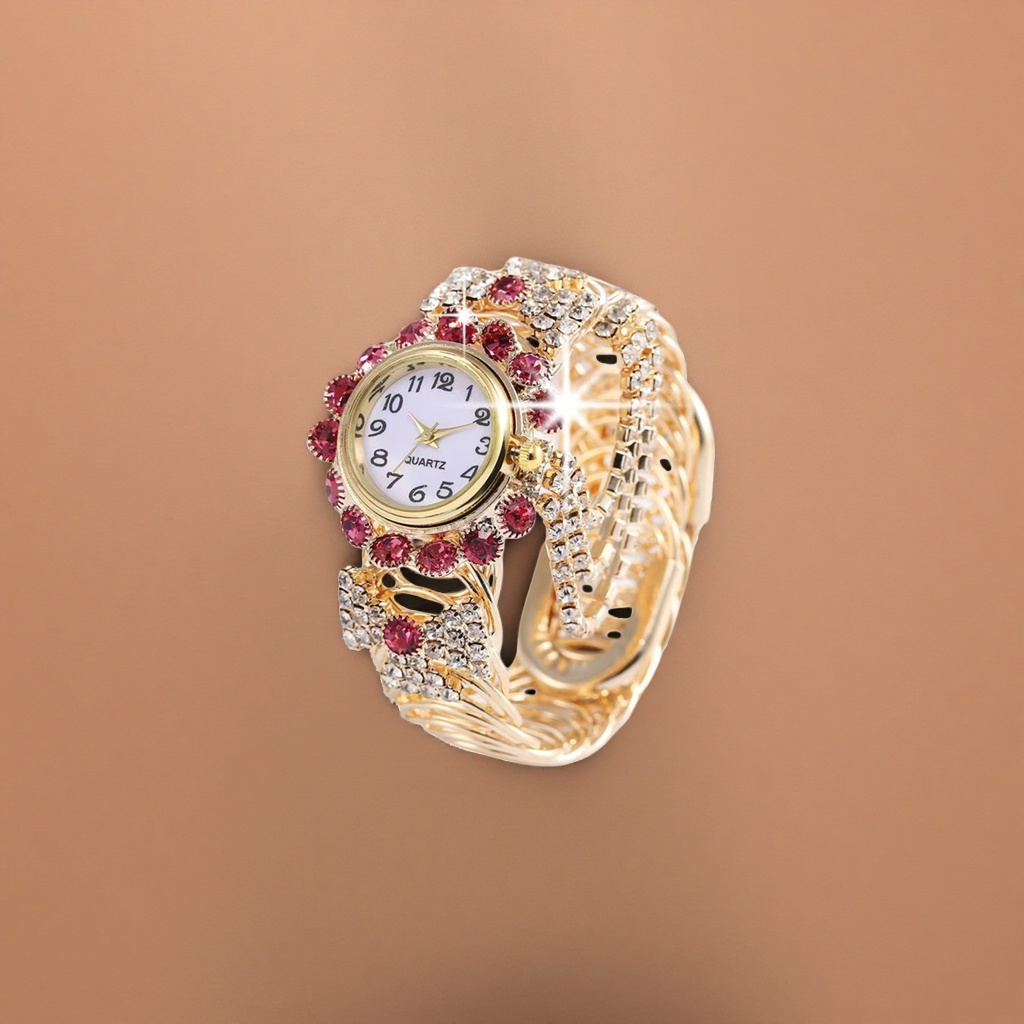 The golden diamond-encrusted ladies' watch is exquisite, fashionable, and features a light luxury style that is versatile and stylish Application Scenario