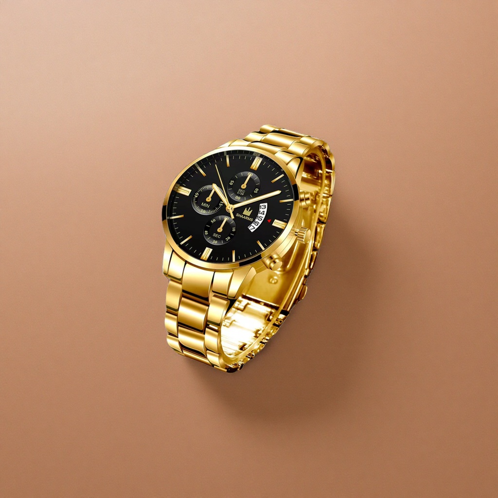 A simple and fashionable business and casual wristwatch for ladies in gold quartz details Picture