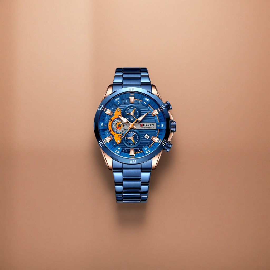 Blue dial chronograph men's mechanical wristwatch with luminous hands and waterproof sports watch Application Scenario