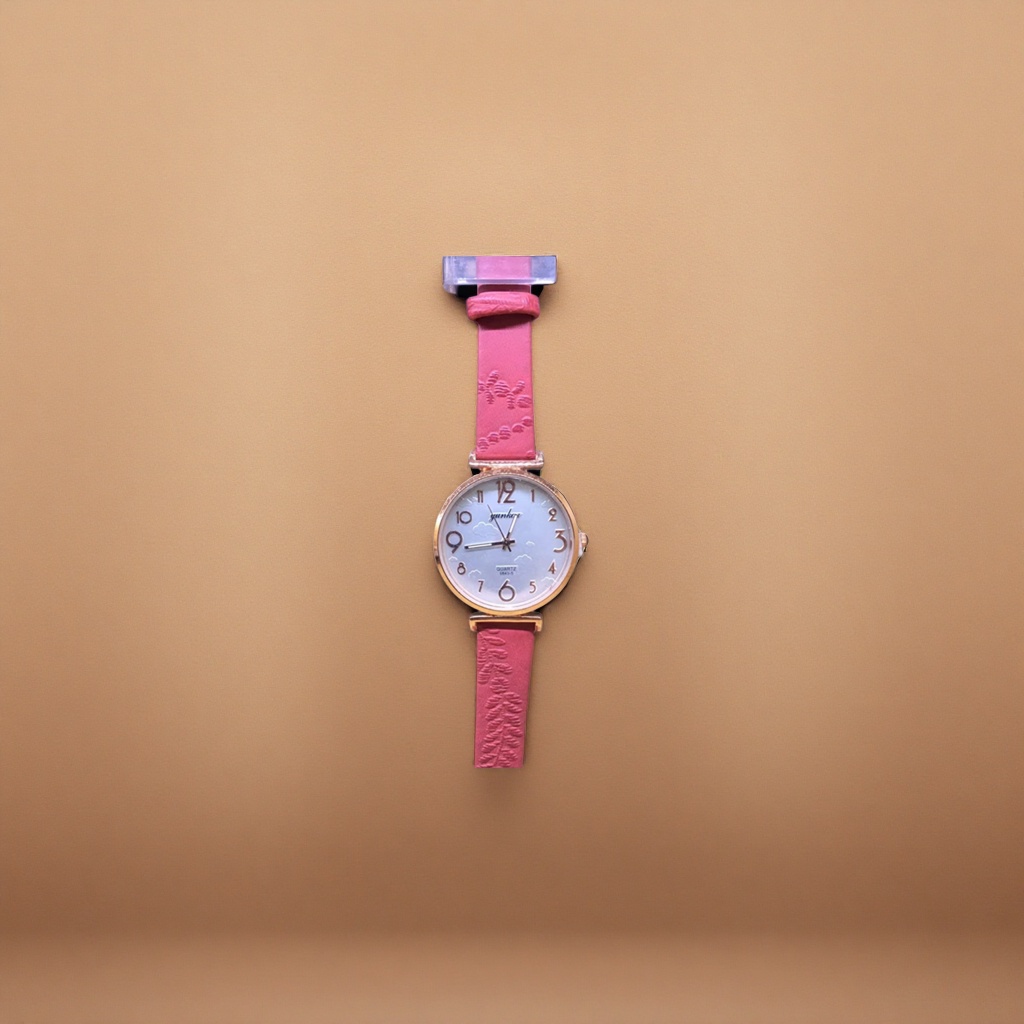 Pink silicone strap quartz ladies' watch, light and comfortable for daily commuting Application Scenario