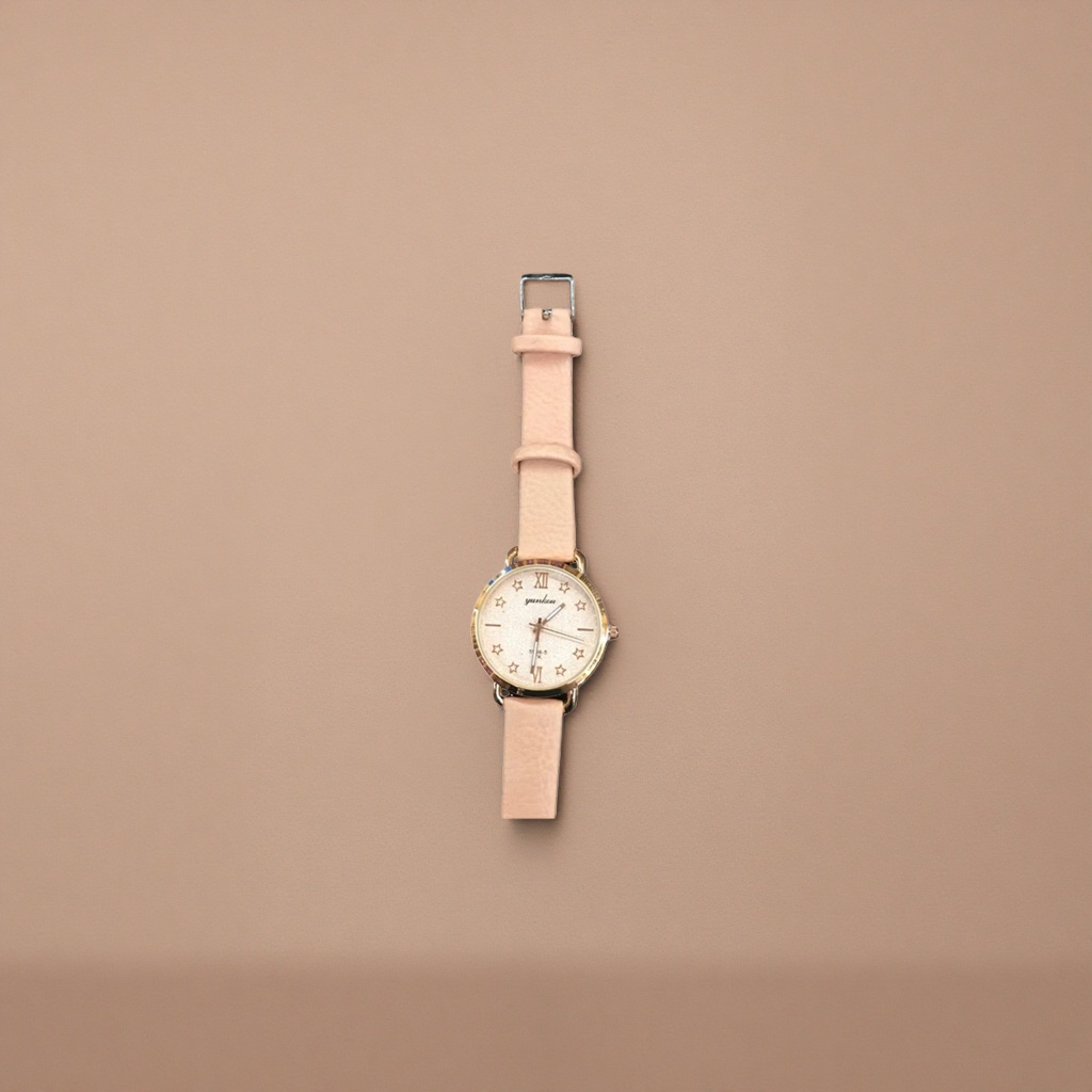 Pink strap quartz watch for ladies, a simple and fashionable, light luxury and trendy accessory Specification image