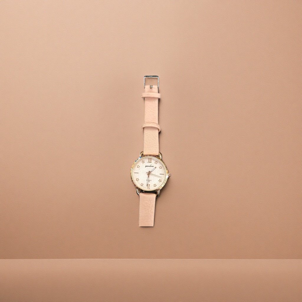 Pink strap quartz watch for ladies, a simple and fashionable, light luxury and trendy accessory