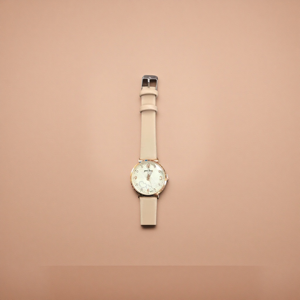 A fashionable and simple quartz ladies' wristwatch with a beige strap details Picture