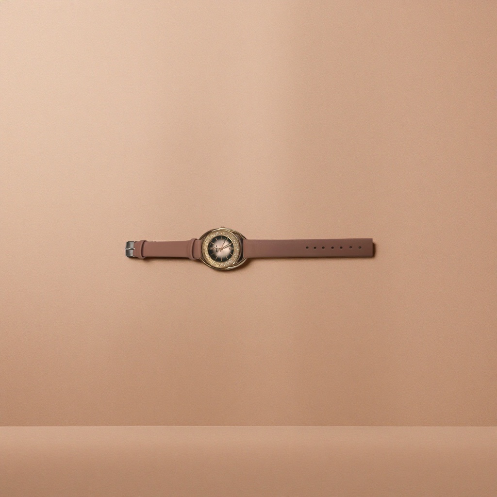 The pink strap and gold diamond-encrusted ladies' watch exudes an exquisite, fashionable and light luxury style